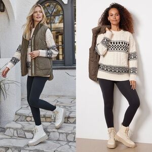 NWT Evereve Line & Dot Fair Isle Pullover Sweater